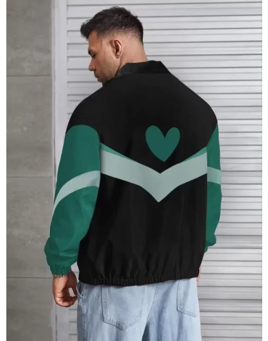 Unisex Uzun Kollu Paraşüt Kumaş Rüzgarlik - Siyah