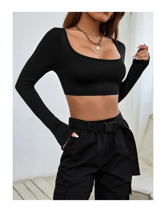 Uzun Kol Crop Top