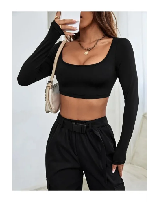 Uzun Kol Crop Top