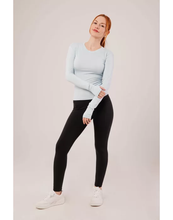 Uzun Kollu Basic Bebe Mavisi Bluz