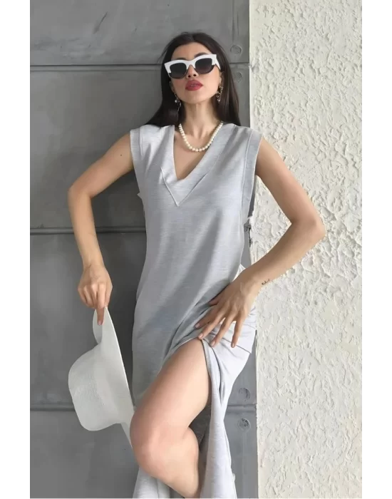 V Yaka Cepli Elbise