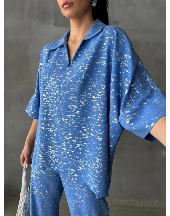 VARAKLI BLUZ PANTOLON TAKIM - Mavi