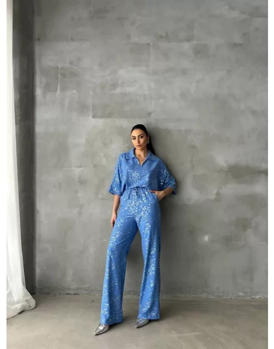 VARAKLI BLUZ PANTOLON TAKIM - Mavi