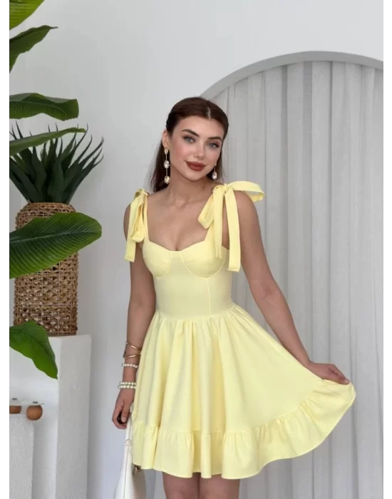 VERO OMUZ BAĞLAMALI ELBİSE