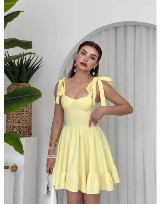 VERO OMUZ BAĞLAMALI ELBİSE