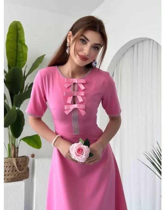 Wera Taşlı Fiyonk Detaylı Elbise