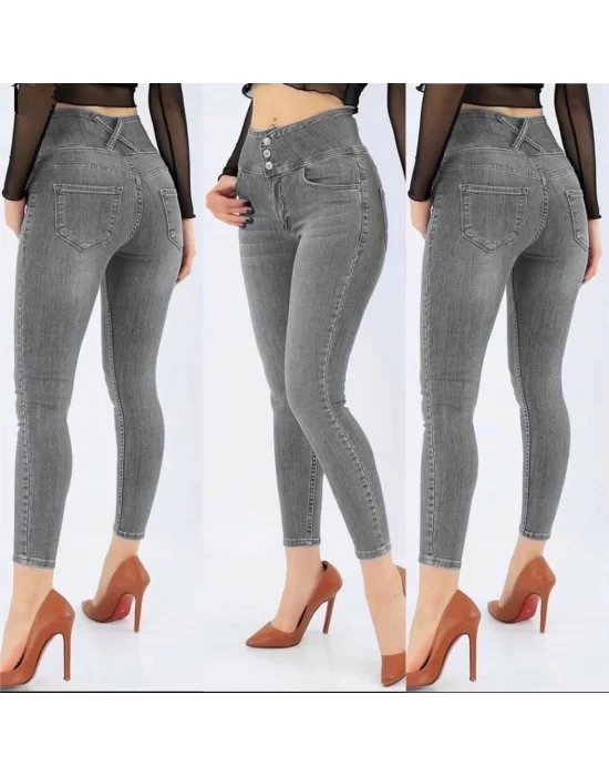 Yüksek Bel Likralı Jean Pantolon 90 Cm