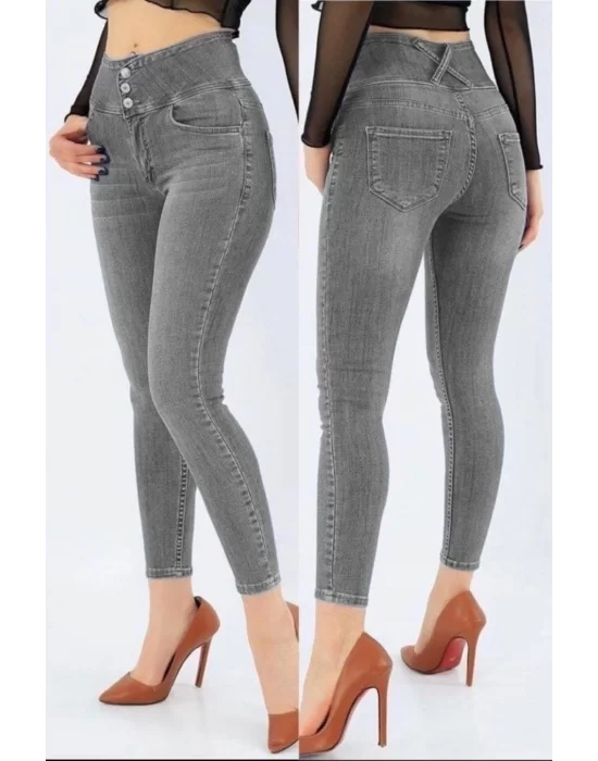 Yüksek Bel Likralı Jean Pantolon 90 Cm