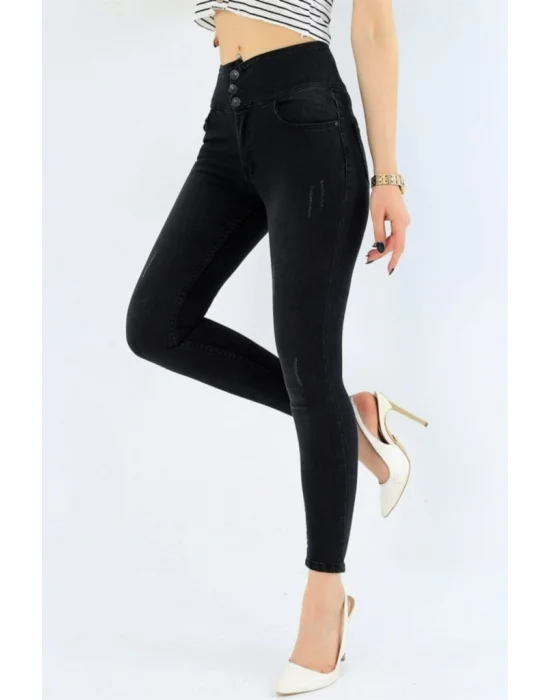 Yüksek Bel Likralı Jean Pantolon 90 Cm