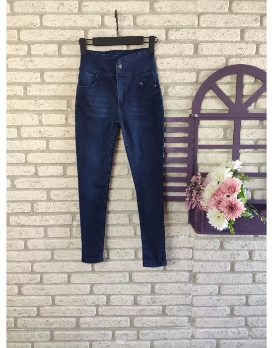 Yüksek Bel Likralı Jean Pantolon 90 Cm