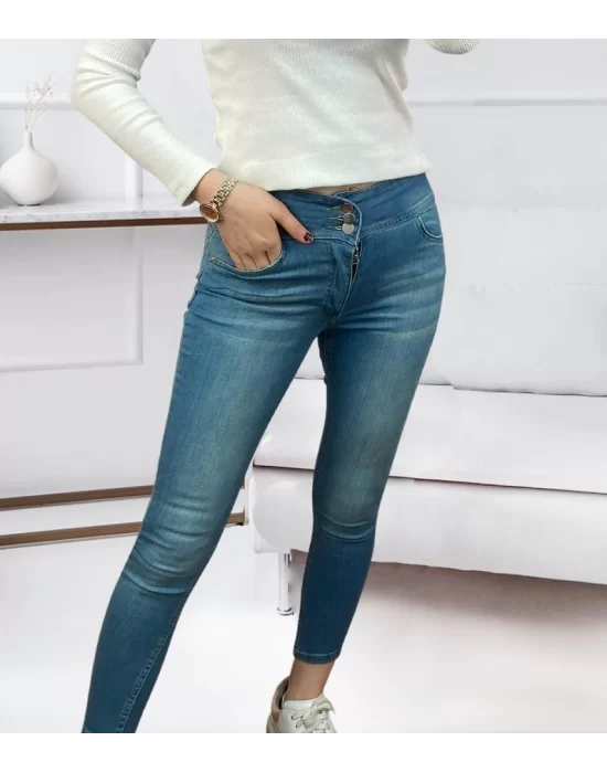 Yüksek Bel Likralı Jean Pantolon 90 Cm