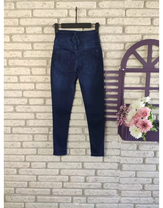 Yüksek Bel Likralı Jean Pantolon 90 Cm