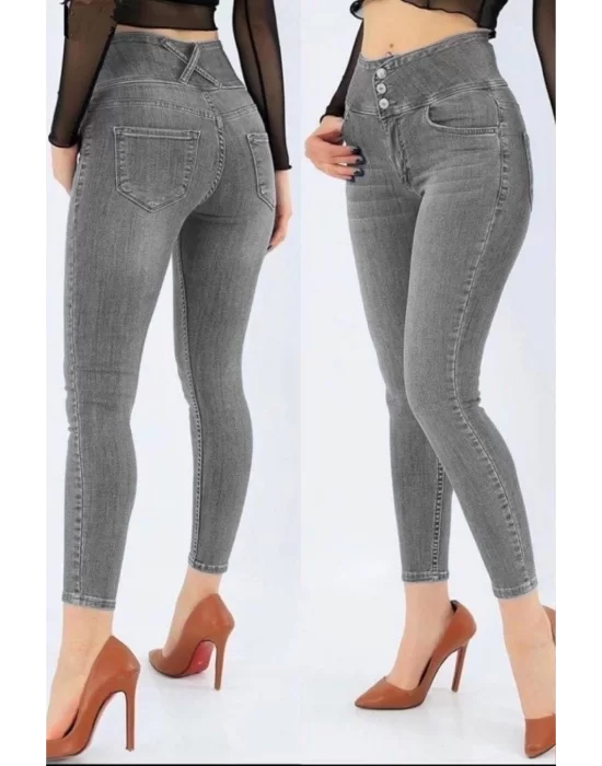 Yüksek Bel Likralı Jean Pantolon 90 Cm
