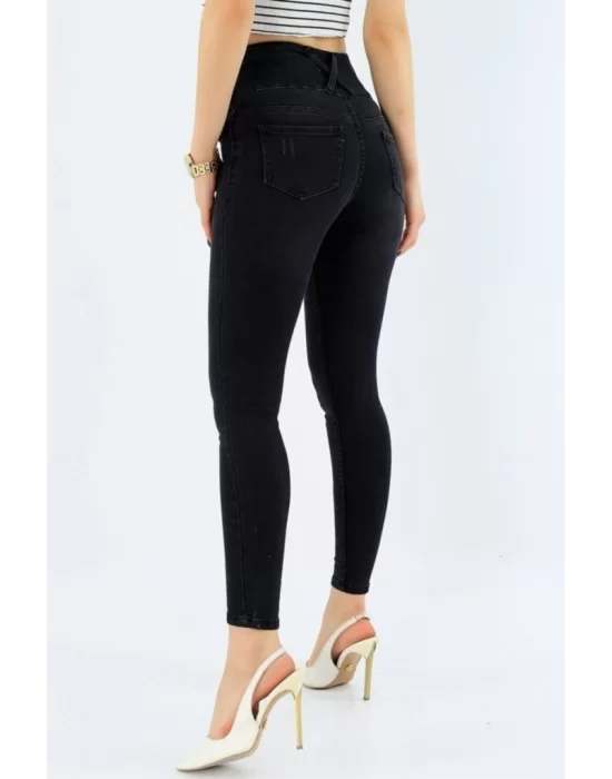 Yüksek Bel Likralı Jean Pantolon 90 Cm