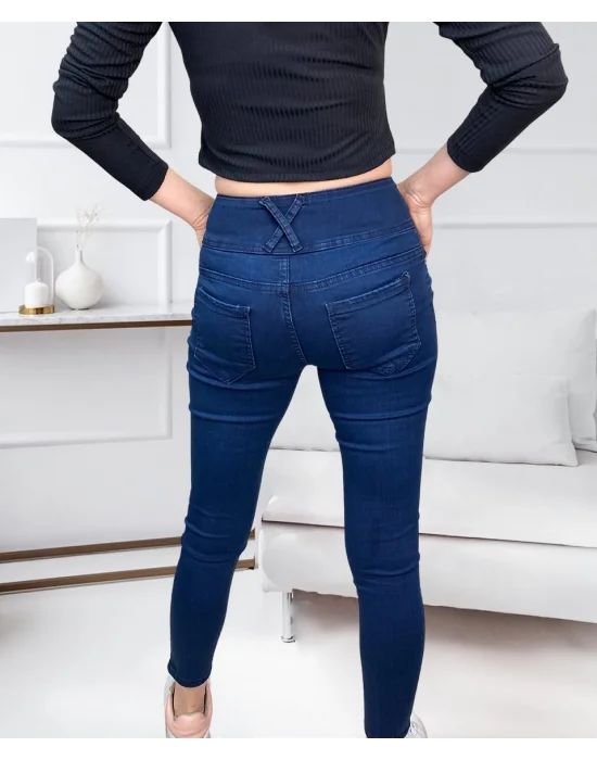Yüksek Bel Likralı Jean Pantolon 90 Cm