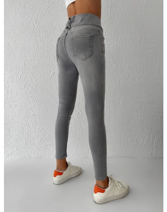 Yüksek Bel Likralı Jean Pantolon 90 Cm