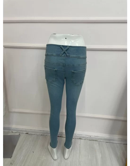 Yüksek Bel Likralı Jean Pantolon 90 Cm