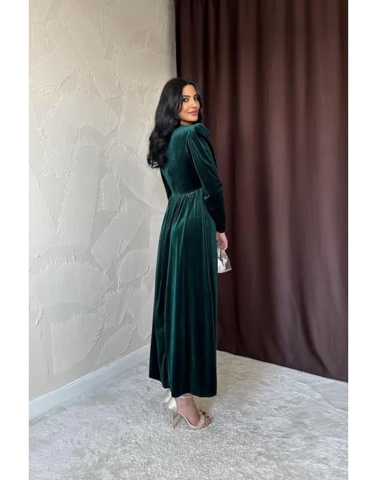 Siyah Göğüs Altı Taşlı Elbise