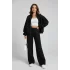 Kadın Siyah Oversize 3 İplik Eşofman Takım