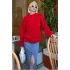 Kırmızı Bisiklet Yaka Oversize Kadın Triko Kazak