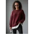 Kadın Bordo Bisiklet Yaka Balon Kol Oversize Triko Kazak