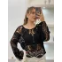 Kadın Siyah Crochet Örgü Desenli Ajurlu Transparan Dantel Triko Pinterest Bluz