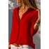Kadın Kırmızı Düz Renk Dokuma Pamuklu Viskon Kumaş Uzun Kollu Basic Gömlek