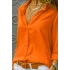 Kadın Turuncu Düz Renk Dokuma Pamuklu Viskon Kumaş Uzun Kollu Basic Gömlek