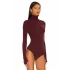 MetuCa Kadın Bordo Balıkçı Yaka Uzun Kollu Parmak Geçmeli Sandy Kumaş Tanga Kesim Bodysuit Zıbın