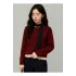 Kadın Bordo Güpürlü Dantelli Oymalı Bisiklet Yaka Uzun Kollu Şık Bluz