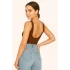 MetuCa Kadın Kahverengi Sırt Dekolteli Kayık Yaka Sıfır Kol Jarse Kumaş Basic Bodysuit Zıbın