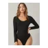 Kadın Siyah U Yaka Kolsuz Çift Katlı Sandy Kumaş Çıtçıtlı Bodysuit