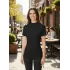 MetuCa Kadın Siyah Balıkçı Yaka Likralı Pamuklu Vücudu Saran Basic Fit Tişört Bluz