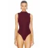 MetuCa Kadın Bordo Dik Yaka Kolsuz Jarse Kumaş Vücudu Saran Tanga Kesim Bodysuit Zıbın