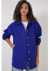 0674 Cepli Oversize Gömlek - Saks