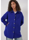 0674 Cepli Oversize Gömlek - Saks