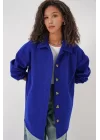 0674 Cepli Oversize Gömlek - Saks
