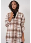 0710 Kapüşonlu Oversize Gömlek - Kahverengi