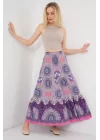 1898 Desenli Uzun Etek - Pembe