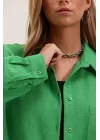 20153 Tek Cepli Oversize Gömlek - Yeşil