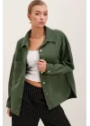 20192 Oversize Gabardin Gömlek Ceket - Haki