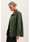 20192 Oversize Gabardin Gömlek Ceket - Haki