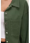 20192 Oversize Gabardin Gömlek Ceket - Haki