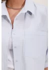 20213 Oversize Kısa Kol Basic Gömlek - Bebe Mavi
