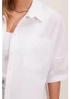 20213 Oversize Kısa Kol Basic Gömlek - Beyaz