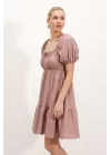 2351 Kloş Poplin Elbise - A.Gül Kurusu