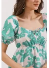 2351 Kloş Poplin Elbise - D. Mint
