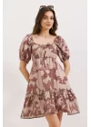 2351 Kloş Poplin Elbise - D.Gül Kurusu