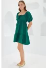 2351 Kloş Poplin Elbise - Y.Zümrüt
