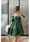 2351 Kloş Poplin Elbise - Y.Zümrüt
